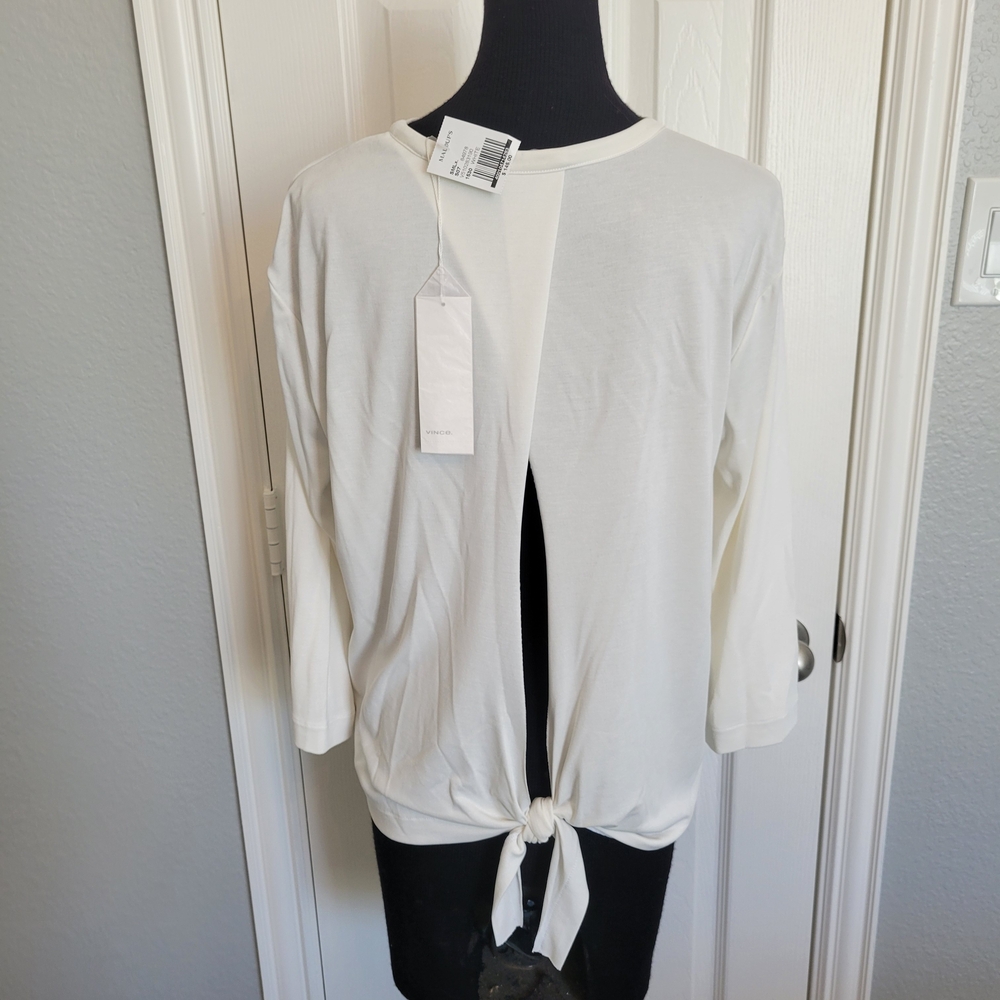 Vince White Tie-Back Long Sleeve Top